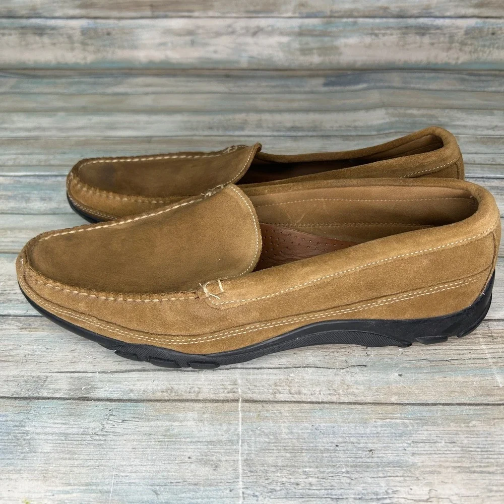 Allen Edmonds Boulder Size 10.5 3E Mens Brown Suede Driving‎ Moccasin Loafer